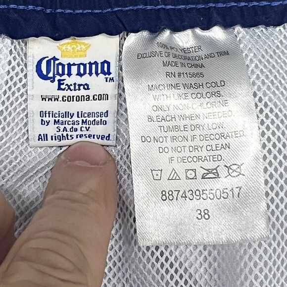 Corona Board Shorts Men's 38 Inseam 9.5" Palm Trees Lined Hawaiian Swim Beer - Picture 3 of 9